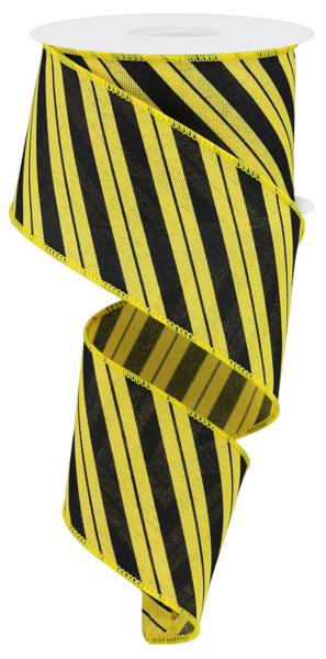 Yellow/Black Diagonal Faux Royal Ribbon - 2-1/2 Inch x 10 Yards