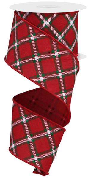 2-1/2 in x 10 yd Red Diagonal Dash Royal Ribbons