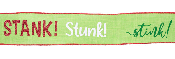 Lime/Red/White/Emerald - Stink Stank Stunk On Royal Ribbon - 2.5 Inch x 10 Yards