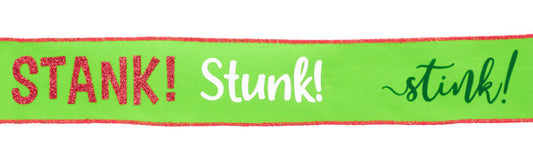 Lime/Red/White/Emerald - Stink Stank Stunk/Velvet Ribbon - 2.5 Inch x 10 Yards