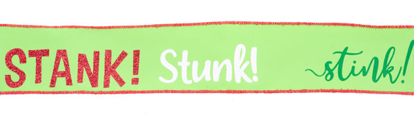 Lime/Red/White/Emerald - Stink Stank Stunk Ribbon - 2.5 Inch x 10 Yards