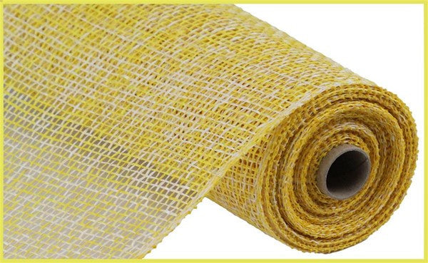 10 Inch x 10 Yards Yellow/White Two-Tone Poly Burlap Mesh