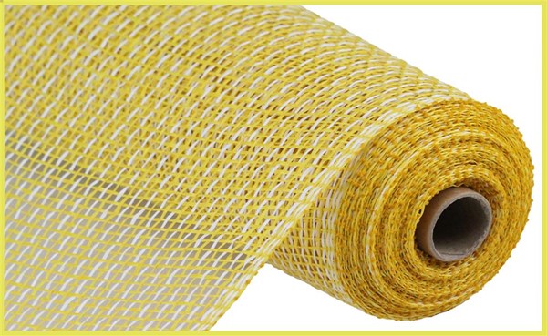 10 Inch x 10 Yards Yellow/White Multi Poly Burlap Mesh