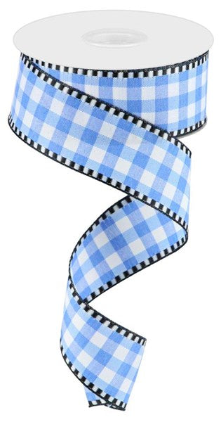 Blue/White - Gingham Check Ribbon - 1-1/2 Inch x 10 Yards