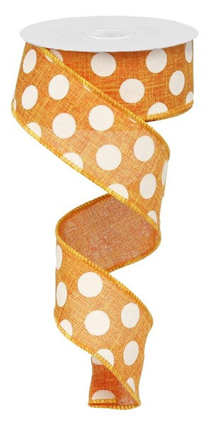 Orange/White - Medium Multi Dots Ribbon - 1.5 Inch x 10 Yards