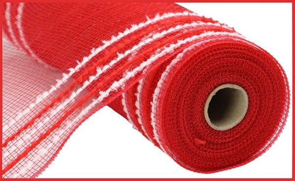 Red/White - Drift/Pp Wide Border Mesh - 10.25 Inch x 10 Yards