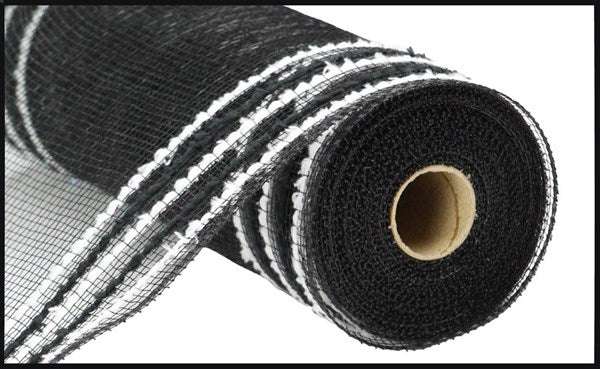 Black/White - Drift/Pp Wide Border Mesh - 10.25 Inch x 10 Yards