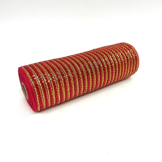 Red Gold Christmas Mesh - 10 Inch x 10 Yards BBCrafts.com