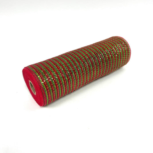 Red Green Christmas Mesh - 10 Inch x 10 Yards BBCrafts.com