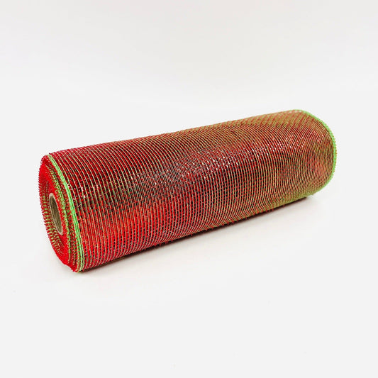 Red Green Metallic Laser Christmas Mesh - 10 Inch x 10 Yards BBCrafts.com