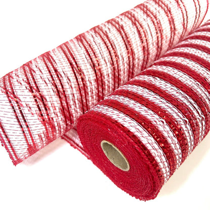 Red White Christmas Mesh - 10 Inch x 10 Yards BBCrafts.com