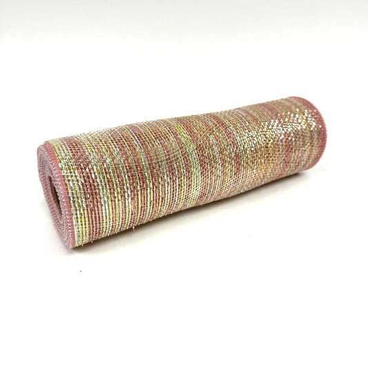 Rose Gold Deco Mesh with Stripes - 10 Inch x 10 Yards BBCrafts.com