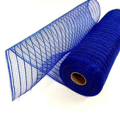 Royal Blue Deco Mesh with Burlap Stripes - 10 Inch x 10 Yards BBCrafts.com