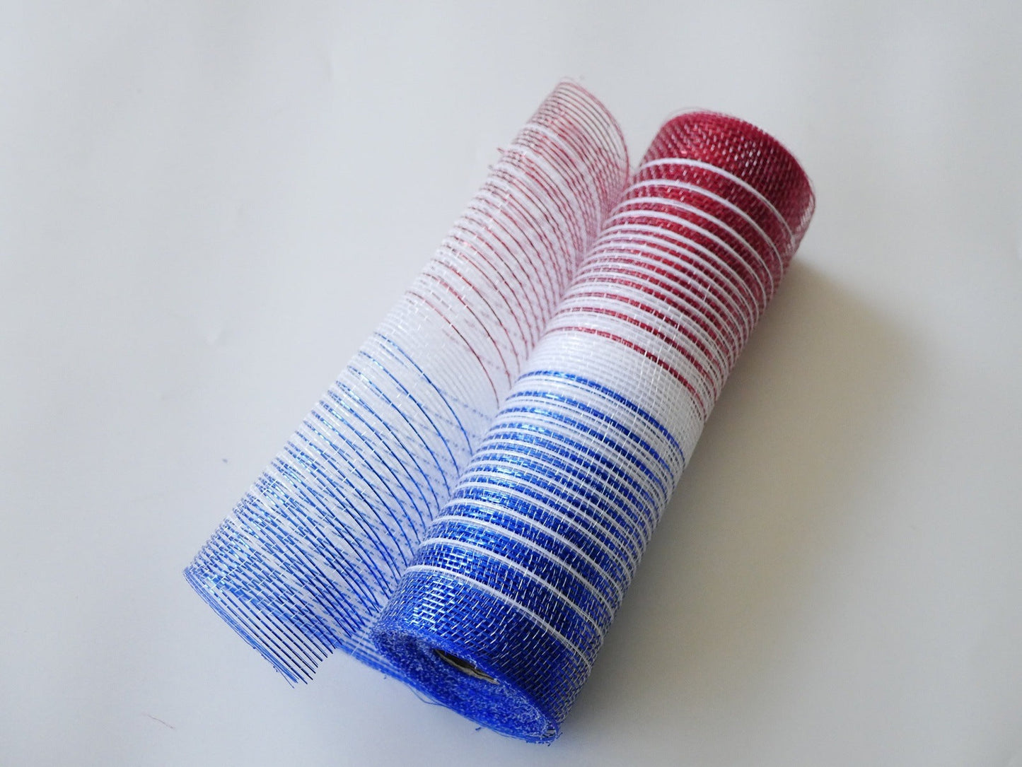 Royal Blue White Red Fading Holiday Deco Mesh - Holiday Floral Deco Mesh - ( 10 Inch x 10 Yards ) BBCrafts.com