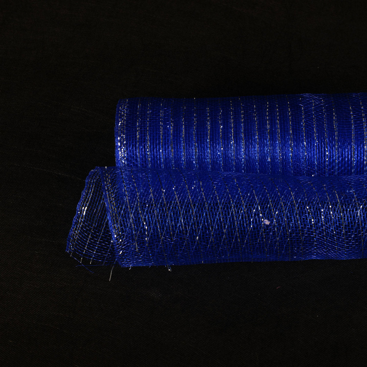 Royal Blue with Silver Lines - Deco Mesh Wrap Metallic Stripes - ( 10 Inch x 10 Yards ) BBCrafts.com