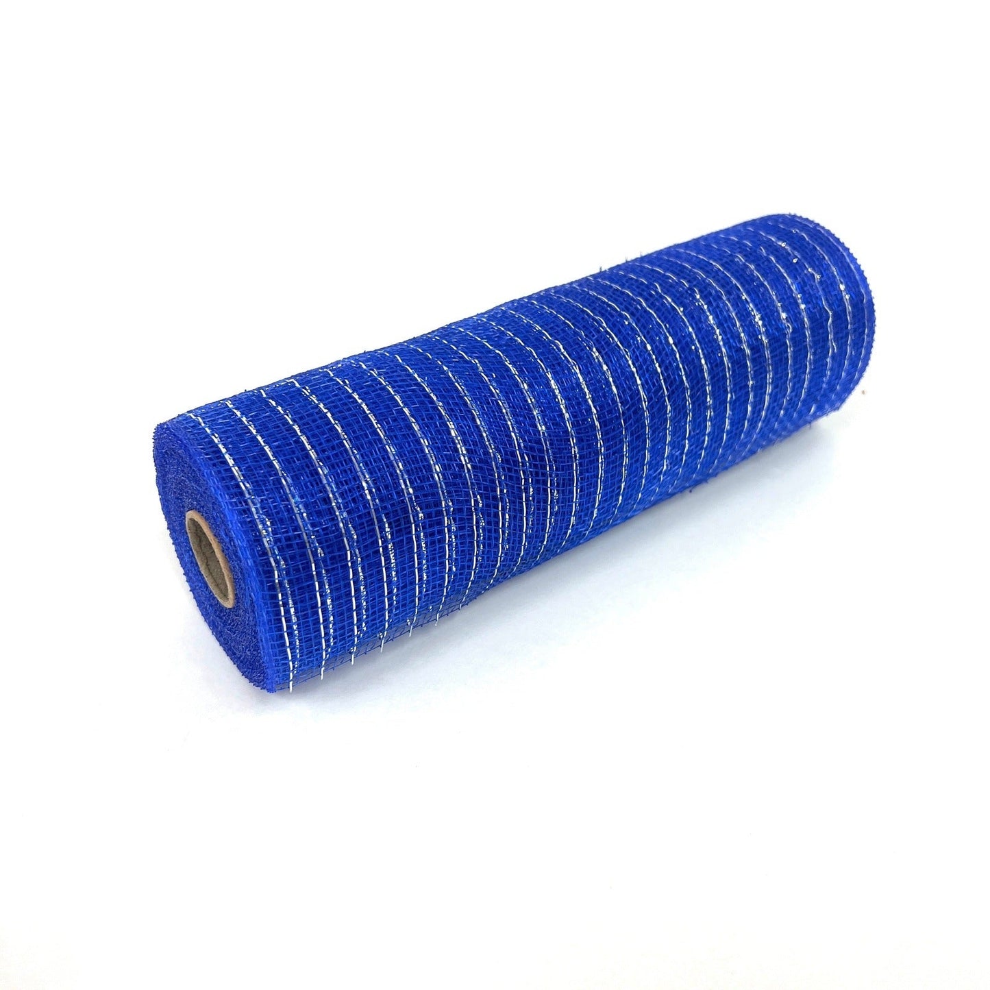 Royal Blue with Silver Lines - Deco Mesh Wrap Metallic Stripes - ( 10 Inch x 10 Yards ) BBCrafts.com