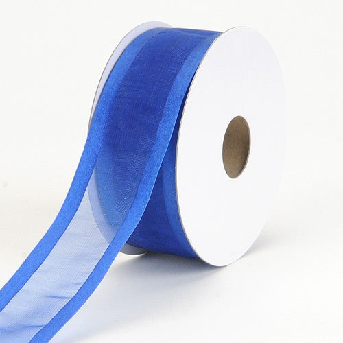 Royal - Organza Ribbon Two Striped Satin Edge - ( 5/8 Inch | 25 Yards ) BBCrafts.com