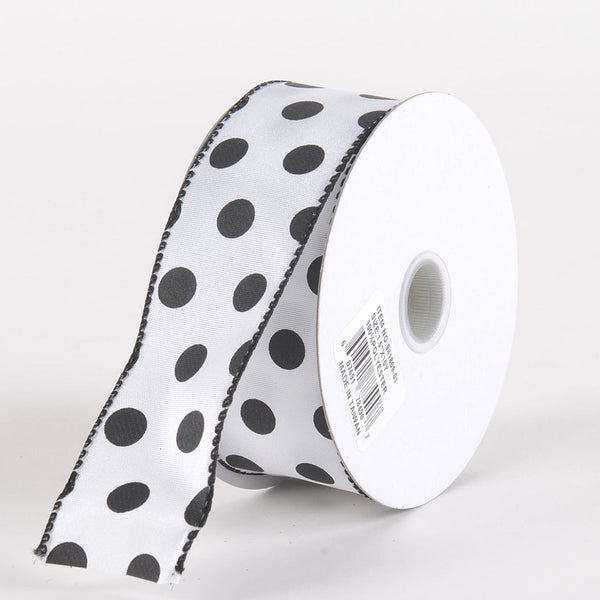 White with White Polka Dots Sheer Wired Ribbon, 2-1/2x25 Yards