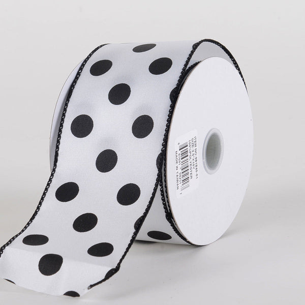 White - Wired Budget Satin Ribbon - ( W: 2-1/2 Inch | L: 10 Yards )