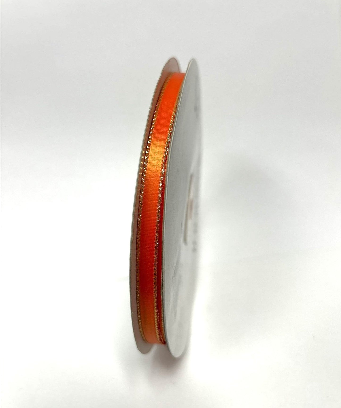 Satin Ribbon Lurex Edge Orange with Gold Edge ( 1/4 Inch | 50 Yards ) BBCrafts.com