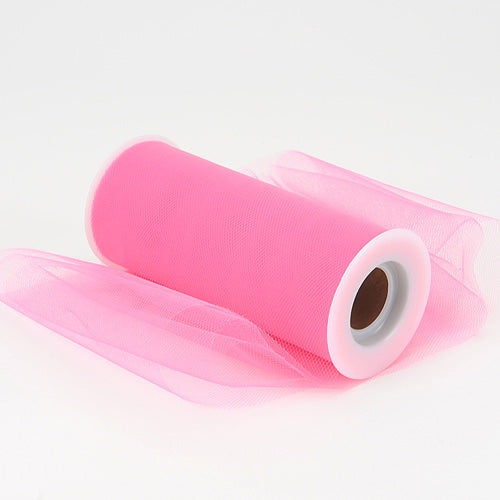 Bright Pink Tulle Spool Tulle Wrap Ribbon Roll Tulle Decor Fabric Roll Pink  Tulle 6 Inch X 25 Yards Pink Tulle Party Decoration 