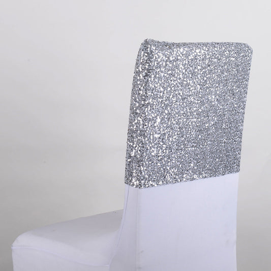 Silver Duchess Sequin Chair Top Covers