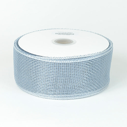 Silver - Floral Mesh Ribbon - ( 2 - 1/2 Inch x 25 Yards ) BBCrafts.com