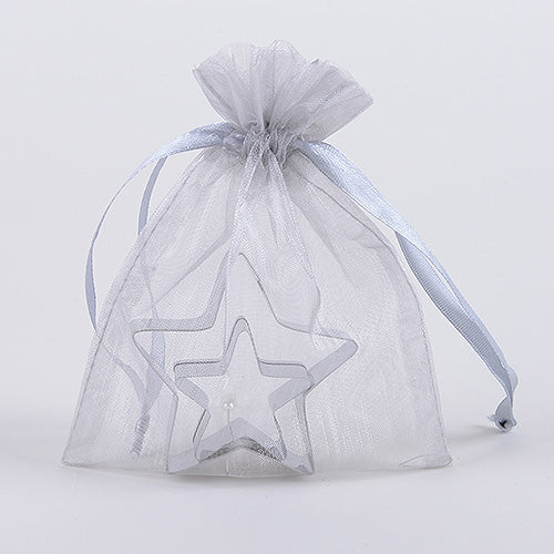 Silver - Organza Bags - ( 5 x 6.5-7 Inch - 10 Bags ) BBCrafts.com