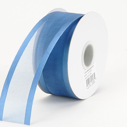 Smoke - Organza Ribbon Two Striped Satin Edge - ( 1 - 1/2 Inch | 25 Yards ) BBCrafts.com