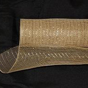 Tan - Deco Mesh Wrap Metallic Stripes - ( 10 Inch x 10 Yards ) BBCrafts.com