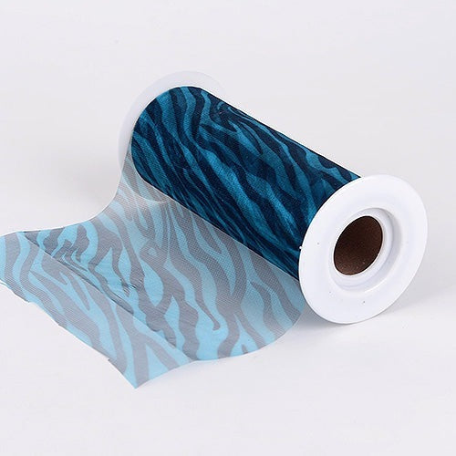 Turquoise 6 Inch Organza Animal Print ( W: 6 Inch | L: 10 Yards ) BBCrafts.com