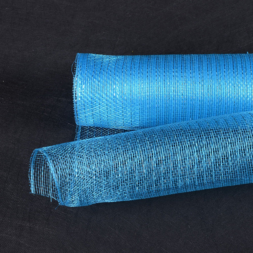 Turquoise - Deco Mesh Wrap Metallic Stripes - ( 21 inch x 10 Yards )