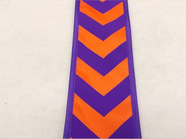 Purple with Orange Chevron Ribbon ( W: 2 - 1/2 Inch | L: 10 Yards )