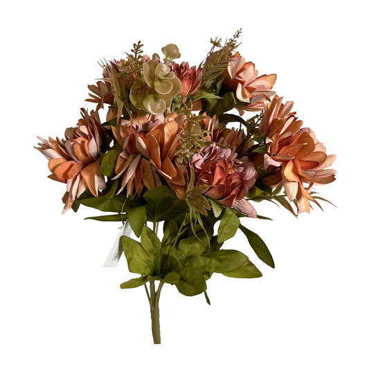 19" Mixed Artificial Flower Bush X11 - Orange