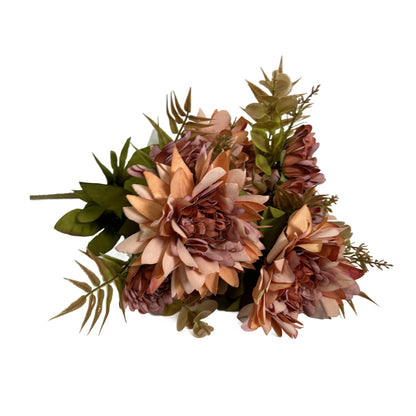 19" Mixed Artificial Flower Bush X11 - Orange