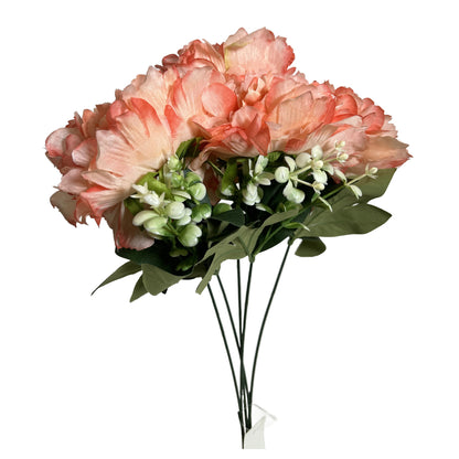 18" Peony Artificial Flower Bush X5