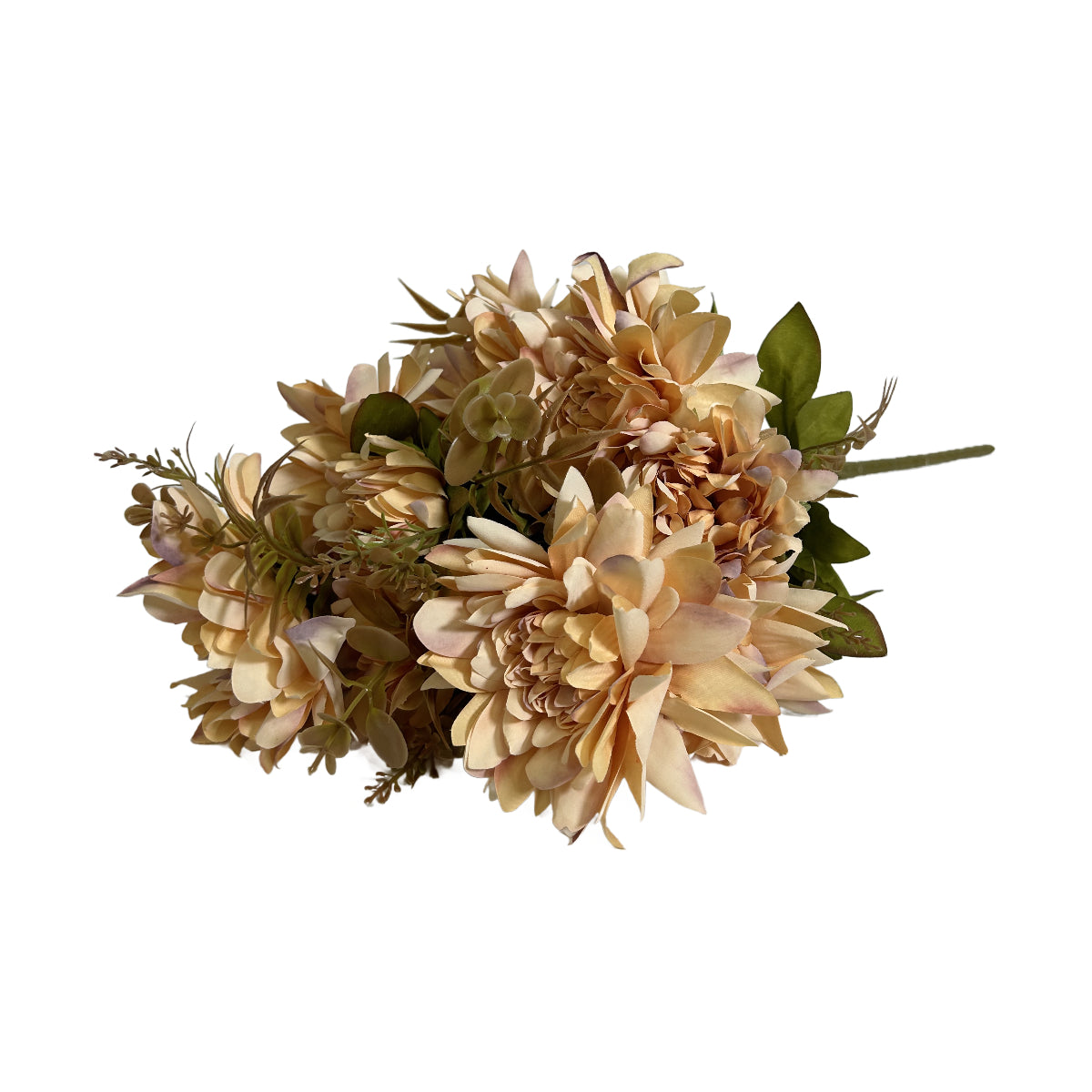 19" Mixed Artificial Flower Bush X11 - Tan