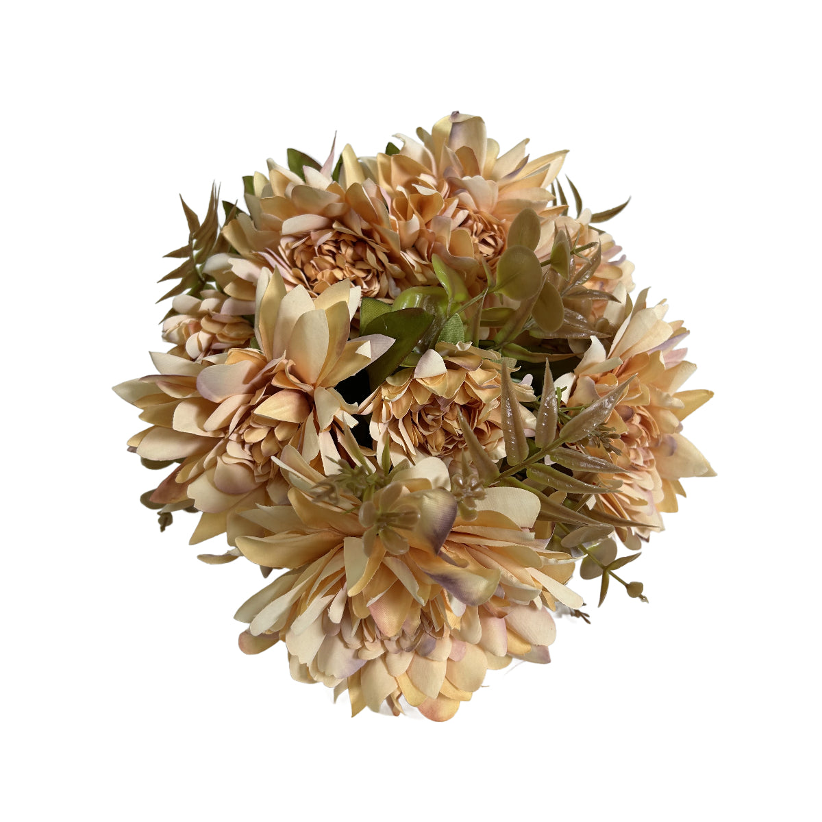 19" Mixed Artificial Flower Bush X11 - Tan