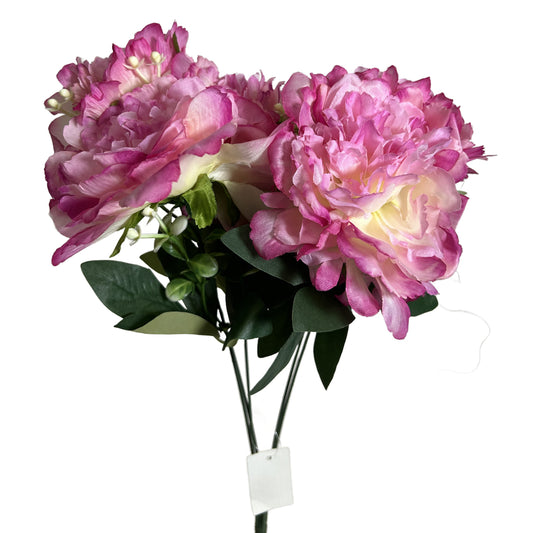 18" Peony Artificial Flower Bush X5