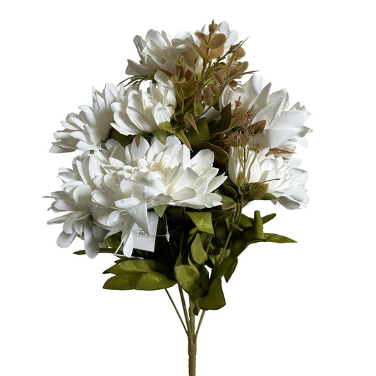 19" Mixed Artificial Flower Bush X11 - Ivory