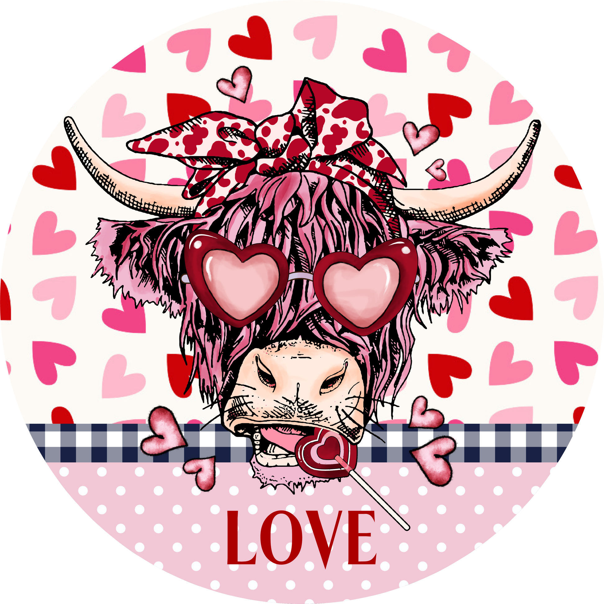 Valentine's Day Metal Sign: Cow Love - Made In USA BBCrafts.com