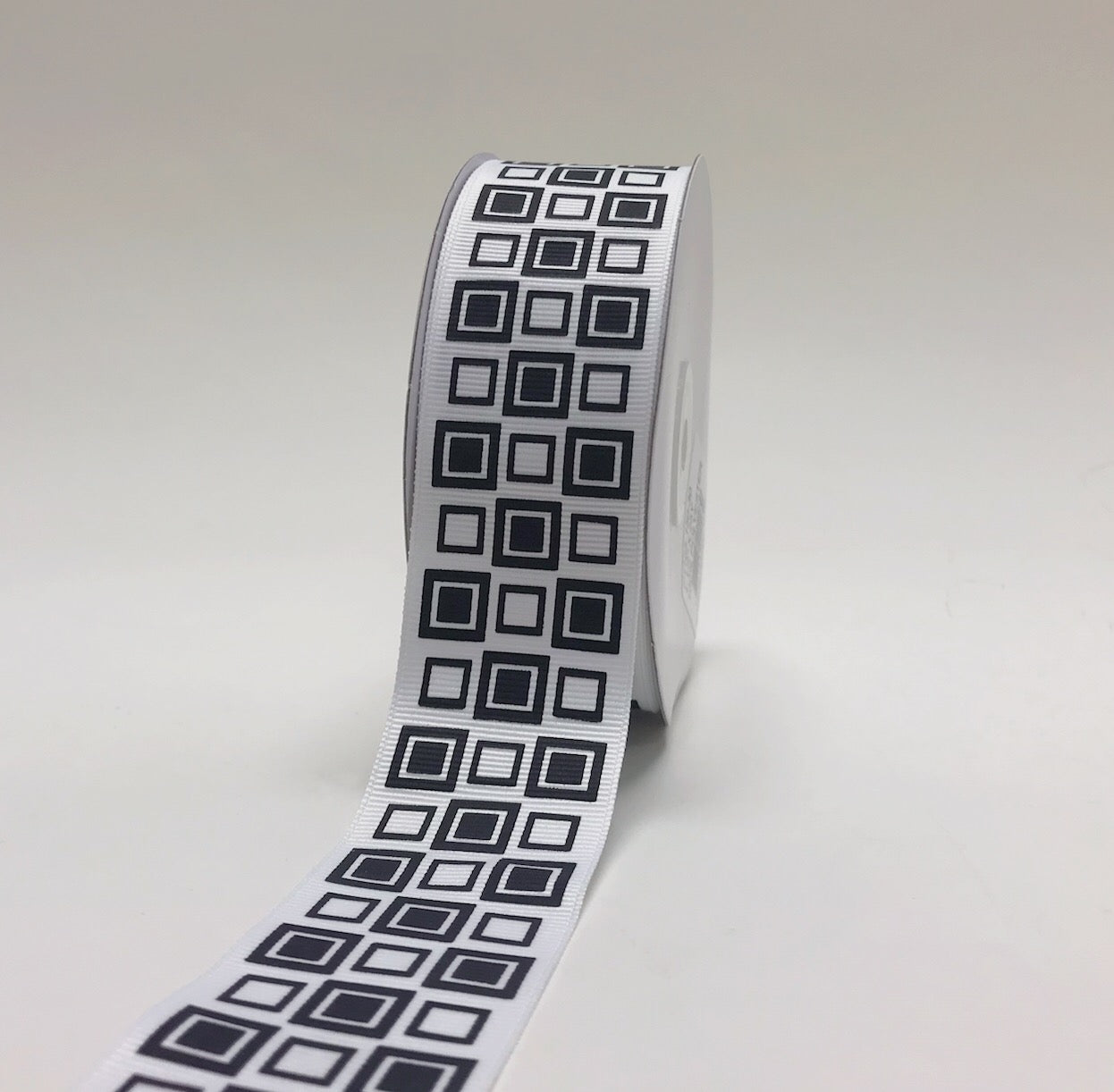 White - Square Design Grosgrain Ribbon ( 1 - 1/2 Inch | 25 Yards ) BBCrafts.com