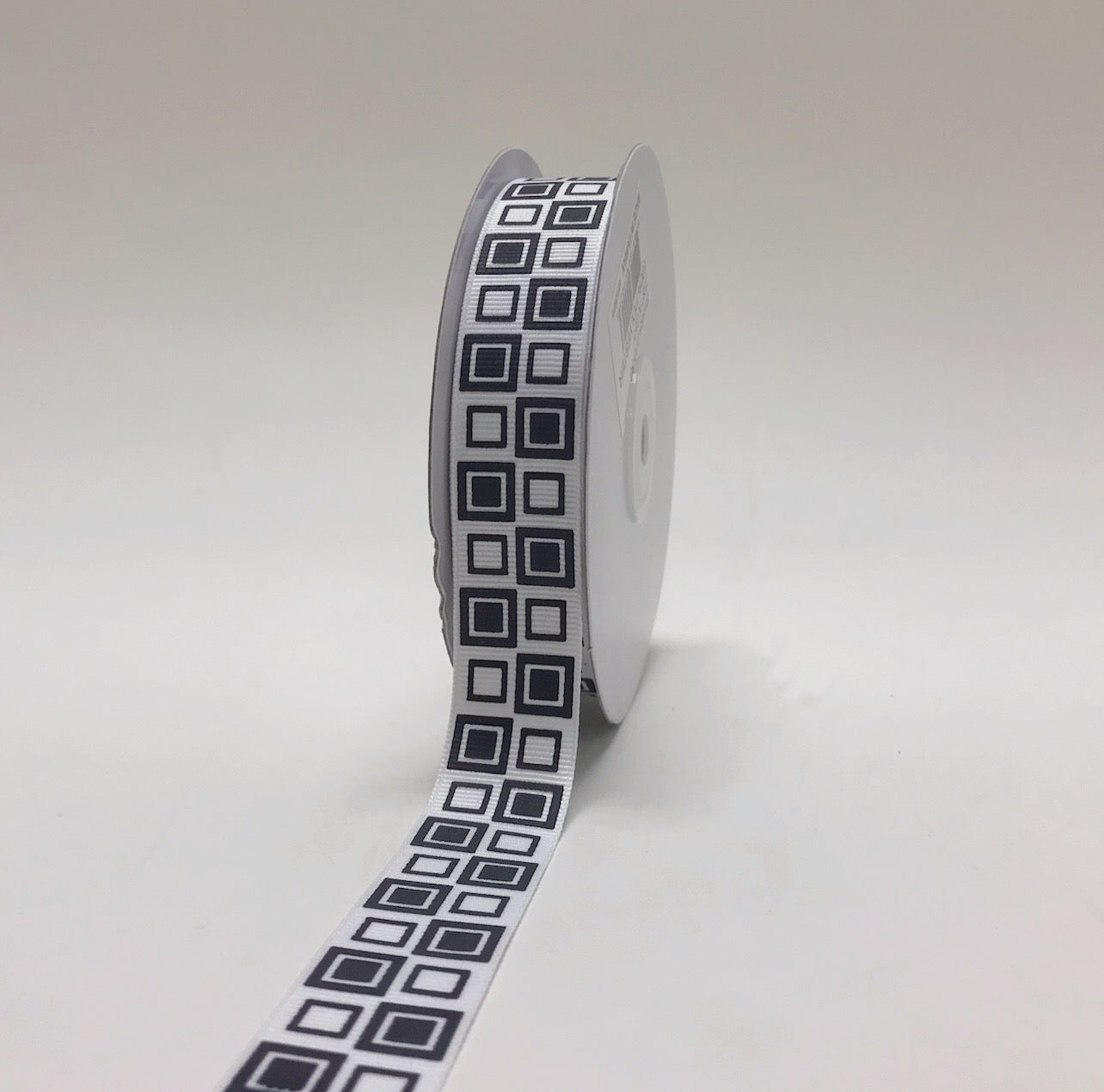 White - Square Design Grosgrain Ribbon ( 7/8 Inch | 25 Yards ) BBCrafts.com