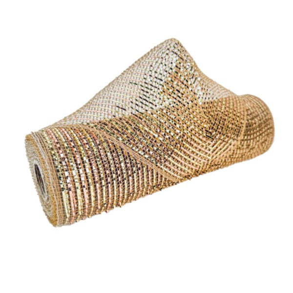 Champagne Gold and Rose Gold Poly Deco Mesh - ( 10 Inch x 10 Yards )