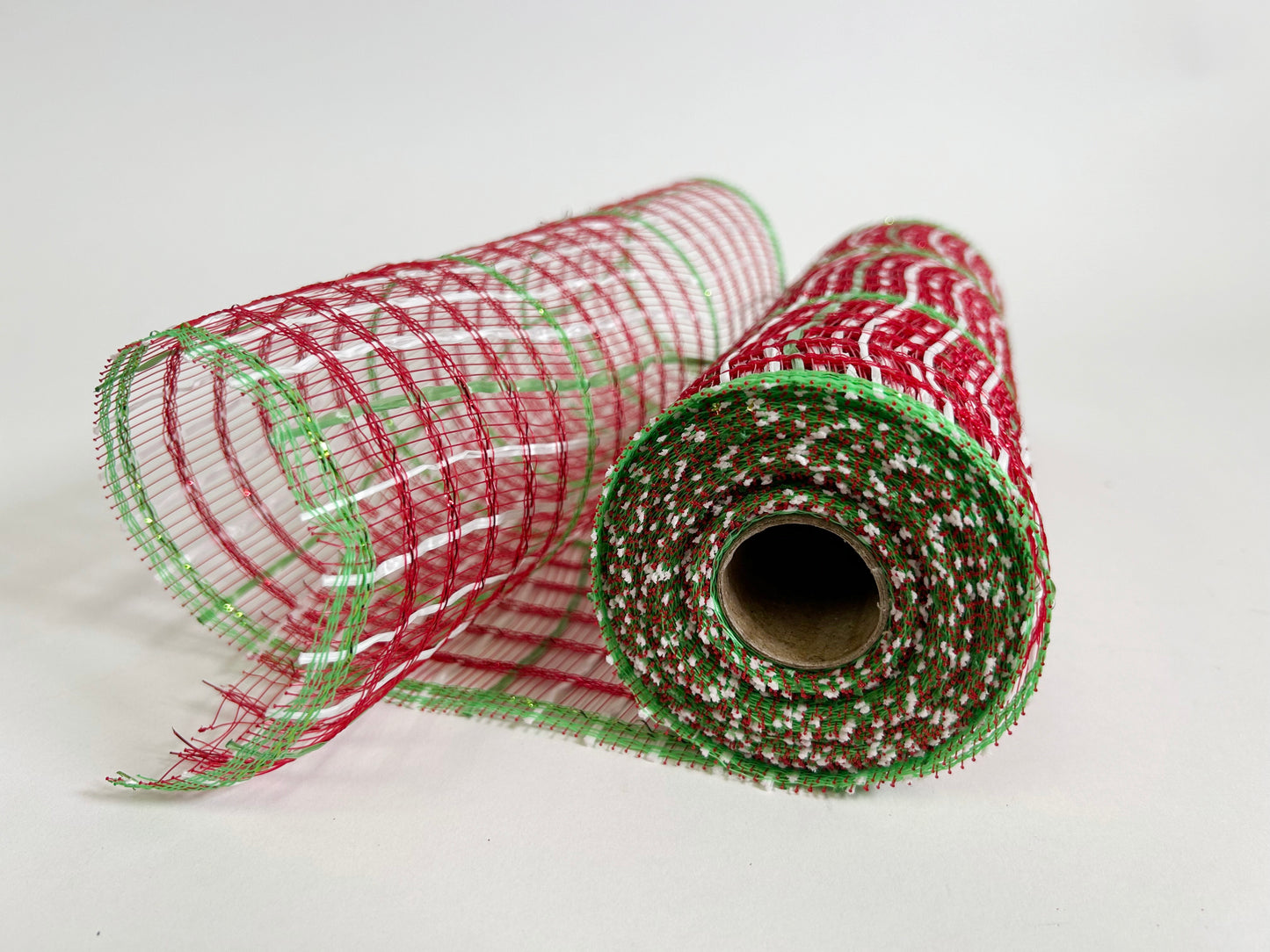 Red Green - Holiday Fabric Deco Mesh - ( 10 Inch x 10 Yards )