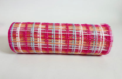 Pink / White / Blue / Orange Stripes Mesh - (10 Inch x 10 Yards)