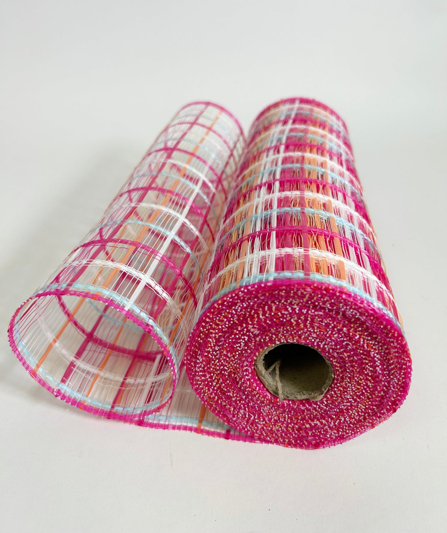 Pink / White / Blue / Orange Stripes Mesh - (10 Inch x 10 Yards)