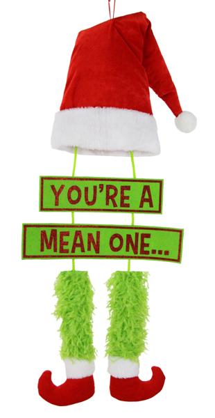 Lime Green/Red/White - You're A Mean One Decor - 29 Inch H