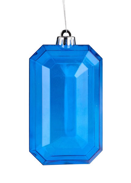 Pre-Order Now & Ship On Oct 28th 2024 - Royal Blue Rectangle Gem Ornament - 7 Inch L x 4 Inch W