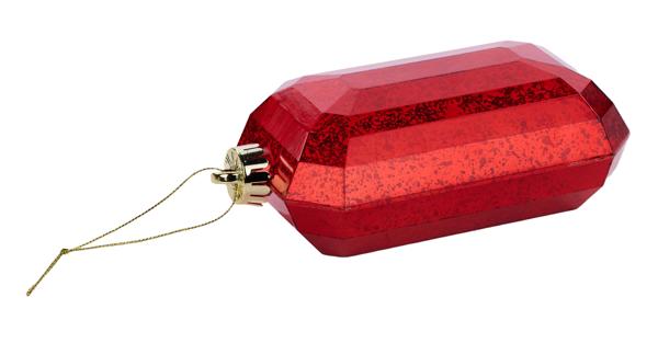 Mercury Red - Antique Look Rectangle Gem Ornament - 7 Inch L x 4 Inch W